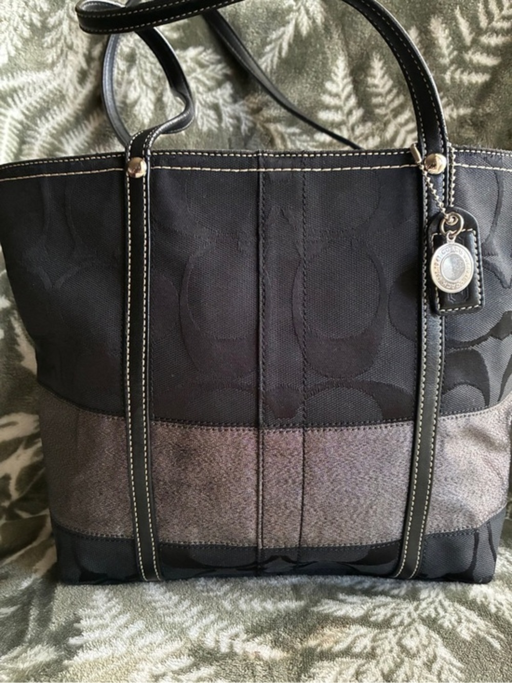 Coach Black and Gray Signature Canvas Tote